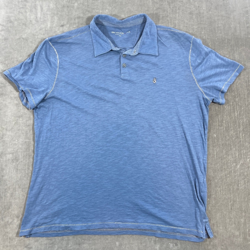 John Varvatos Men's XL Blue Peace Sign Polo Shirt